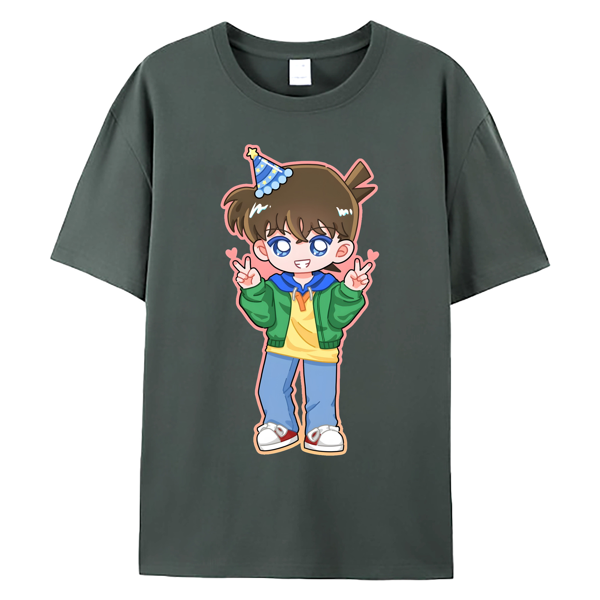 （画像用） 名探偵コナン 江戸川 コナン Detective Conan Conan Edogawa 綿100％ メンズ半袖Tシャツ｜肌触りやわらか＆通気性